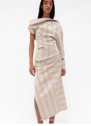 Zara юбка, юбка миди, юбка ассиметричная, юбка с разрезом, спідниця, спідниця міді