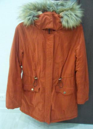 Куртка парка женская теплая терракотовая 48 р.8 фото