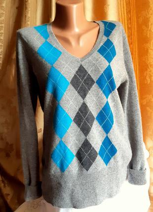 100% кашемір/кашеміровий светр, з ромбами apt 9 /сша