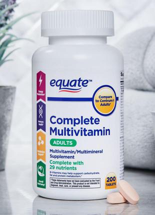 Американський комплекс вітамінів і мінералів equate complete multivitamin tablets,200шт