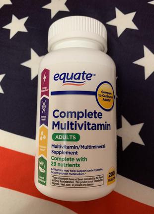 Американский комплекс витаминов и минералов equate complete multivitamin tablets,200шт6 фото