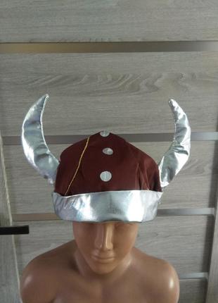 Карнавальная шапка шлем викинга детский1 фото