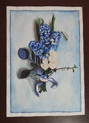 Картина букет квітів,тюльпани,бузок1 фото
