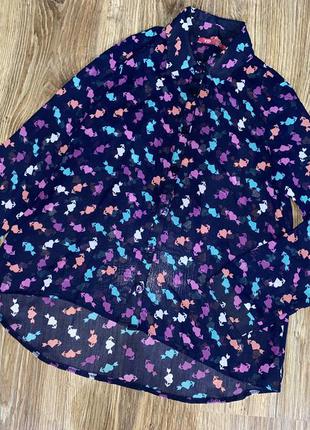 Рубашка шифон принт сердечки yd 7-8л