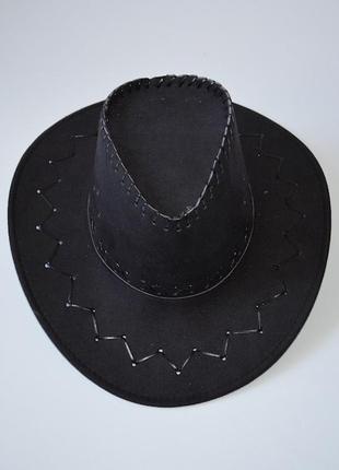Шляпа ковбойка черная замшевая для мужчин и женщин + подарок7 фото