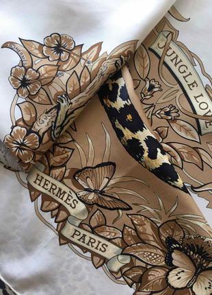 Шелковый платок hermes jungle love scarf редкость антиквариат винтаж 100%шелк7 фото