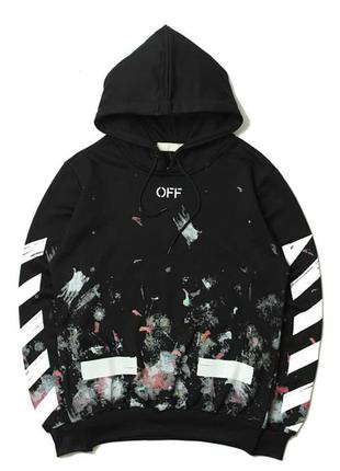 Чёрный худи off white art chaos (кофта)