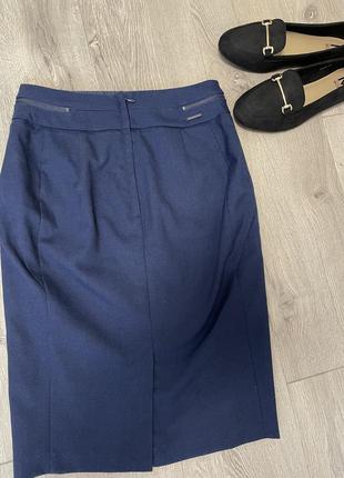 Трендовая юбка миди синяя юбочка деловой стиль юбочка6 фото