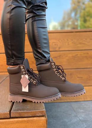 Timberlands brown fur чоботи з хутром