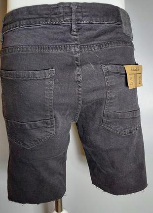 Шорты черные джинсовые с необработанным краем скинни skinny pull&bear5 фото
