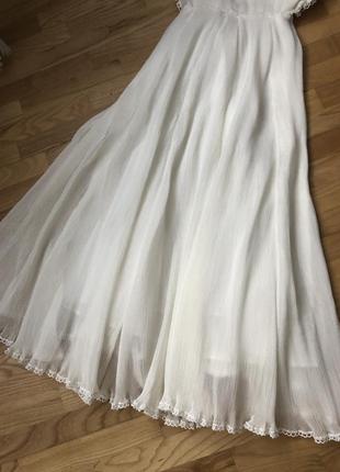 Вечірній весільне біле плаття в довжині міді3 фото