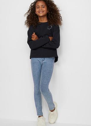 Хлопковые трегинсы джинсовые легинсы h&m англия 10-13 лет 146-158 см деним