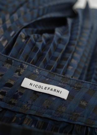 Nicole farhi брендовий люкс плісирована спідниця міді темно синього кольору з переливом на високій талії7 фото
