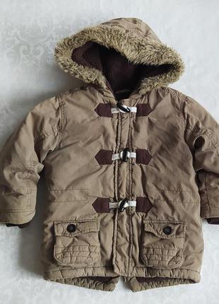 Стильная и практичная куртка парка mothercare зимняя утепленная на мальчика 2-3 года