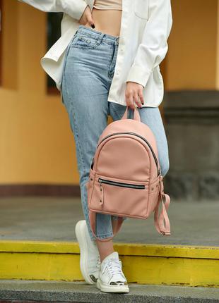 Підлітковий жіночий місткий рожевий рюкзак для дівчини в школу4 фото