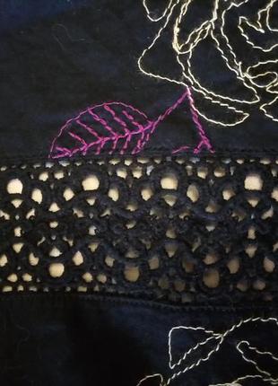 Шикарная юбка макси на подкладке с вышивкой и вязанным кружевом6 фото