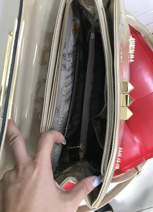 Шкіряна лакова сумка бежева сумочка саквояж 🔥4 фото