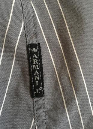 Рубашка слим винтаж серая в полоску от armani jeans пог 50 см6 фото