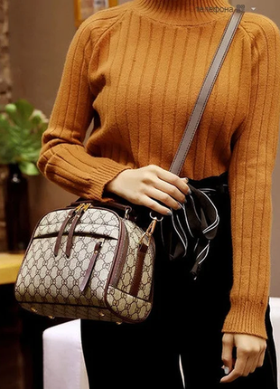 Жіноча шкіряна сумка сумочка жіночий модний клатч в стилі гучи новинка3 фото
