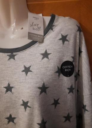 Брендовая новая пижамная кофточка  домашняя одежда р.14 от m & s в звездах