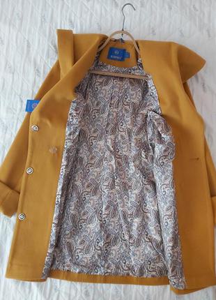 Кашемировое пальто горчичного цвета kornev размер 36/s/424 фото