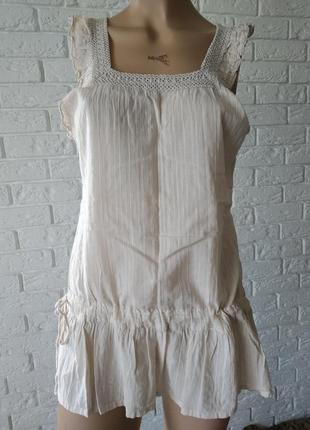 Нюдовая невесомая блузка туника в стиле прованс, бохо, этно1 фото