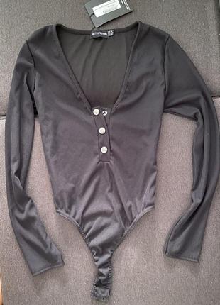 Боди с глубоким декольте рубчик кнопки plt