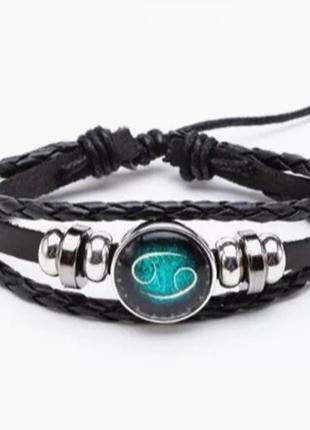 Чоловічі чорні браслети з еко шкіри