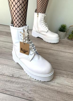 Dr.martens jadon white женские массивные зимние утеплённые ботинки мартинс жіночі білі зимні трендові черевики ботінки мартінси4 фото