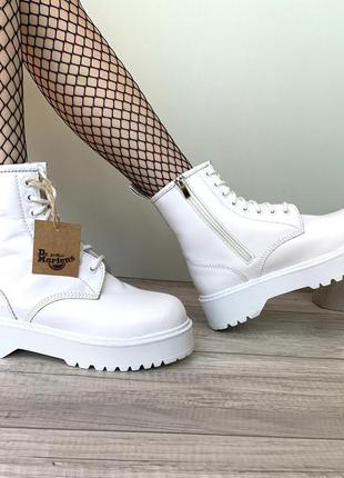 Dr.martens jadon white женские массивные зимние утеплённые ботинки мартинс жіночі білі зимні трендові черевики ботінки мартінси3 фото