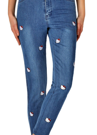 Нові джинси від calzedonia hello kitty скіні стрейч skinny з нашивками