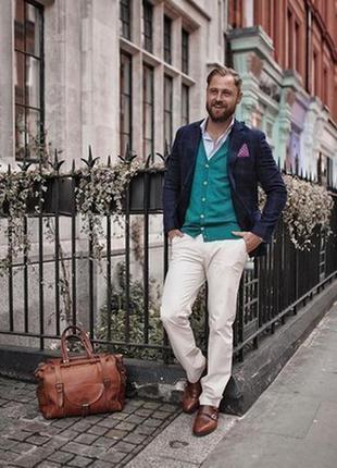 Шерстяной, немецкий, темно синий пиджак в клетку, р. 563 фото