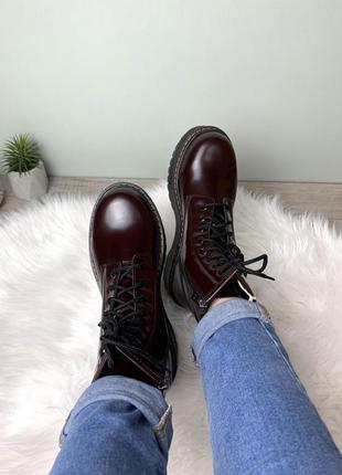 Dr.martens jadon bordo cherry женские бордовые вишневые демисезонные массивные ботинки мартинс жіночі черевики бордові ботінки мартінси8 фото