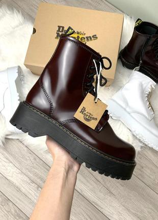 Dr.martens jadon bordo cherry женские бордовые вишневые демисезонные массивные ботинки мартинс жіночі черевики бордові ботінки мартінси