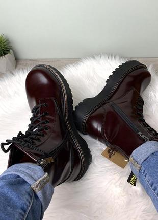 Dr.martens jadon bordo cherry женские бордовые вишневые демисезонные массивные ботинки мартинс жіночі черевики бордові ботінки мартінси7 фото