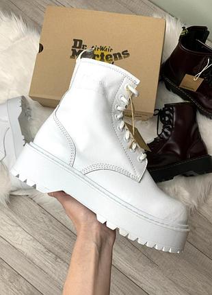 Dr. martens jadon white mono женские белые массивные демисезонные ботинки мартинс жіночі білі черевики ботінки мартінси тренд