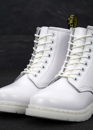 Dr.martens 1460 mono white унісекс білі утеплені жіночі черевики мартінс трендові білі жіночі черевики ботінки мартінси