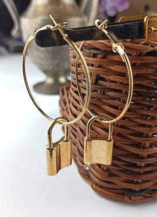 Серьги сережки крупные кольца под золото макси с замочками новые качественные