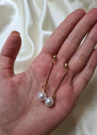 Серьги с жемчугом, серьги гвоздики, жемчуг золотые серьги2 фото