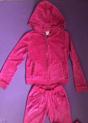 Розовый/зеленый велюровый костюмчик (сша), 10-12лет (137-146)2 фото
