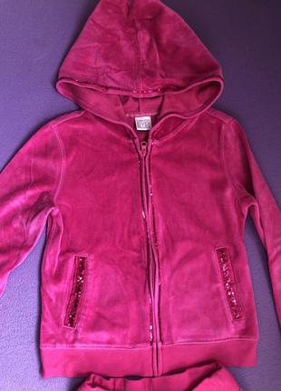 Розовый/зеленый велюровый костюмчик (сша), 10-12лет (137-146)4 фото
