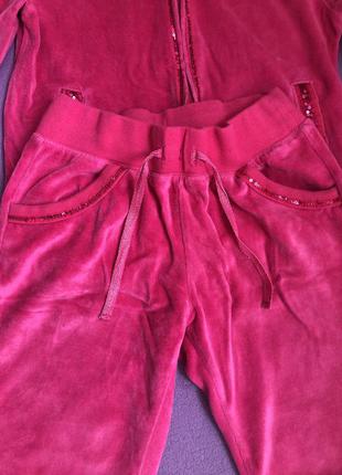 Розовый/зеленый велюровый костюмчик (сша), 10-12лет (137-146)8 фото