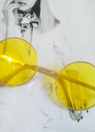 Круглые очки с цветной линзой жёлтый1 фото