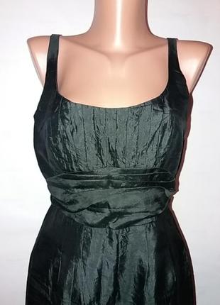 Шикарное нарядное черное шелковое платье, сарафан р.10/382 фото