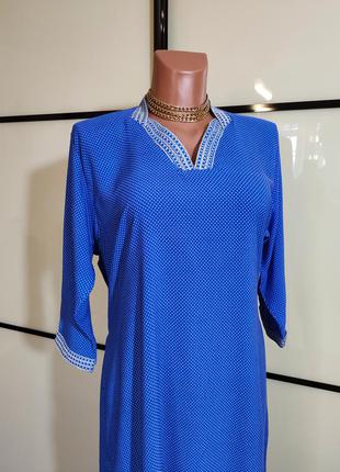Royalbridge новая вискозная длинная синяя в крапинке платья7 фото
