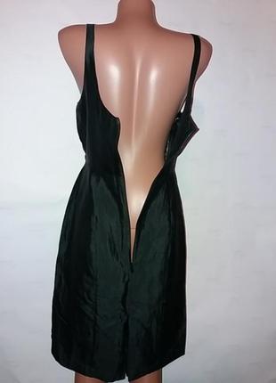 Шикарное нарядное черное шелковое платье, сарафан р.10/385 фото