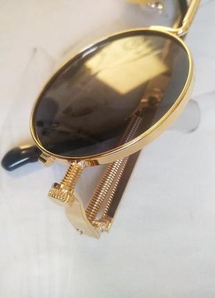 Круглые очки гоглы с пружинами чёрный в золоте2 фото