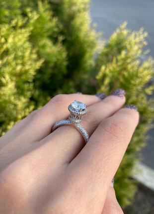 Кольцо женское с камнем серебро 925 камни фианиты брендовое