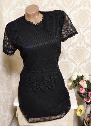 Красиве чорне мереживне плаття boohoo