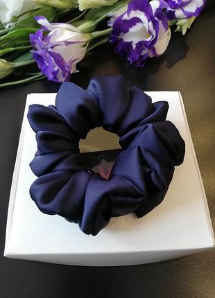 Шелковая резинка для волос, скранч цвет синий океан